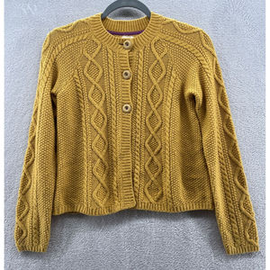Mini Boden Mustard Cable Knit Sweater
